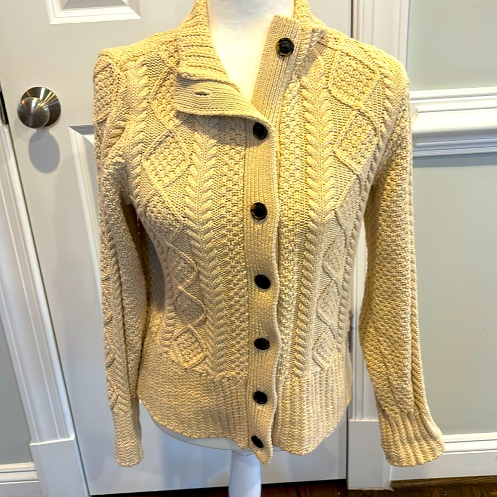 Women's Signature Cotton Fisherman Sweater, Short Cardigan, EUC, size small